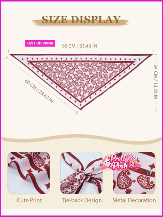 Polyester Triangle Head Scarf 3-Pack with Metal Studs Tie Back main image 7